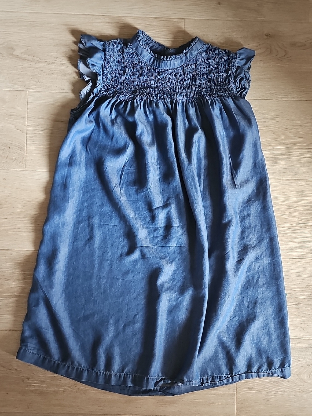 crown & ivy Blue Smocked Flutter Sleeve Dress